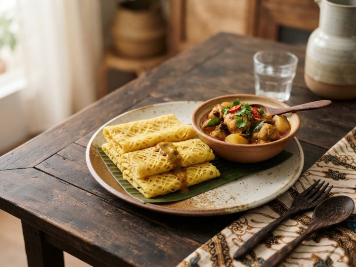 Malaysian Roti Jala with Curry Dip recipe